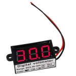 Digital voltmeter with red LEDs, 3.5 to 30 V, black case, 3-digit and 2-wire, waterproof